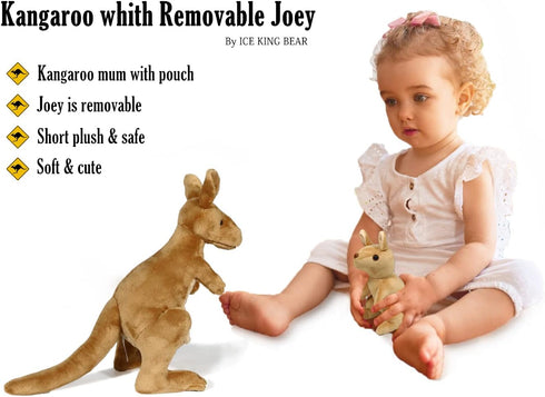 Ice King Bear Kangaroo Stuffed Animal with Removable Joey Plush Toy,12 Inches