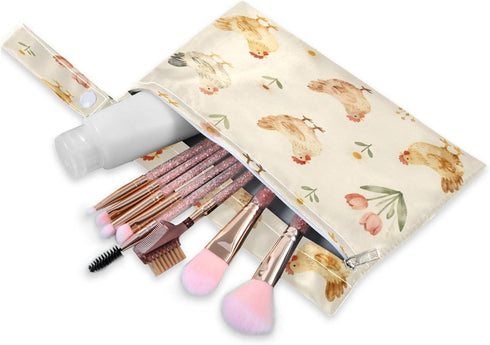 Haskirky 2 Farm Chickens and Floral Pcs Cloth Diaper Wet Dry Bags,Waterproof and Washable Bag for Travel Reusable Wet