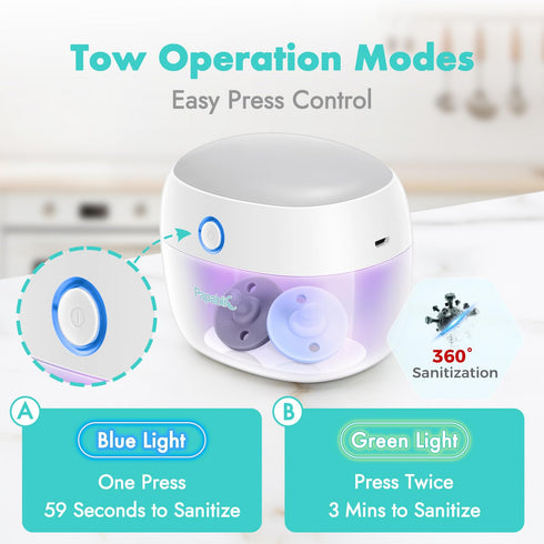 99.99% 59 Papablic Portable Pacifier Sanitizer, UV Light Sanitizer Case On The Go for Baby Health, USB Rechargeable