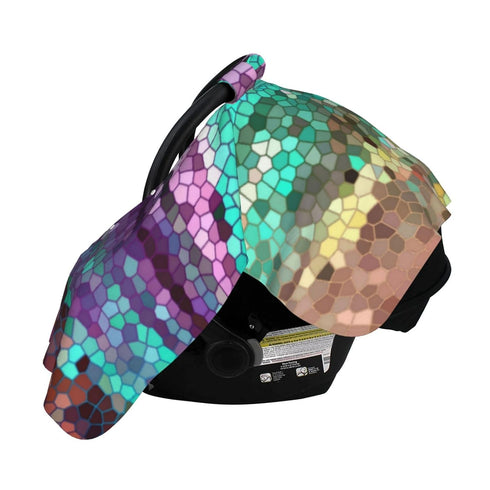 Hcpwzrf Decorative Mosaic Purple and Teal Baby Car Seat Cover & Nursing Cover - Breathable Stretch Multi-Use Cover