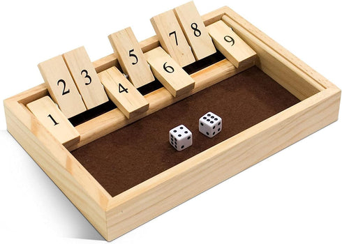 WE Games Classic Dice Board Game 9 Number Flip Tiles with Natural
