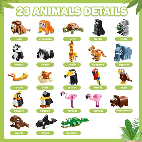 23 Set 2-in-1 2 4 6+ HOGOKIDS Animals Valentines Party Favors for Kids Building - Zoo Scene Board Game with Play Mat