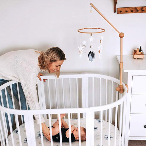 Scandinavian Elephant Baby Crib Mobile, Grey Portable Hanging Mobile for Newborns, Gift-givers.