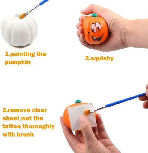 Paint Your Own Squishy Pumpkin, 6 Pack - Slow Rising with Decorating Stickers for Kids Crafts Halloween Thanksgiving