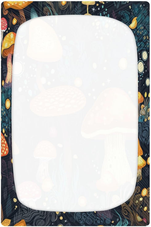 FUGIDOG 27 39 Inch Fitted Crib Sheet for Boys Girls Mushrooms Forest Soft Breathable Unisex Crib Sheets Play Sheets