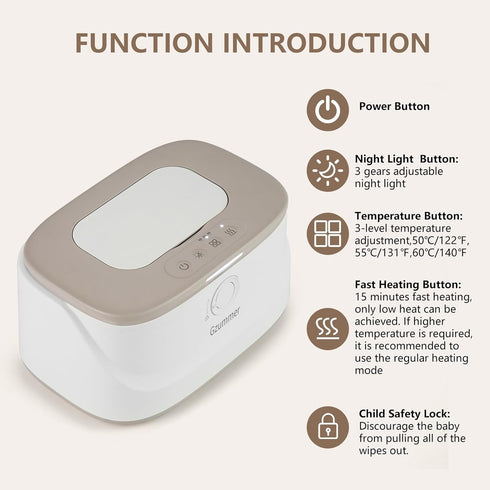 Gzummer 3 Baby Wipe Warmer, Wipe Warmer and Baby Wet Wipes Dispenser, Temperature Control Large Capacity Wipes Warmer