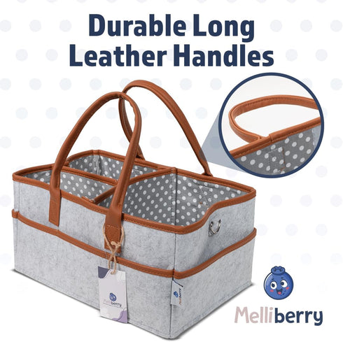 Melliberry Baby Diaper Caddy Changing Table Organizer - Baby Basket Diaper Caddy Organizer with Handle - Basket