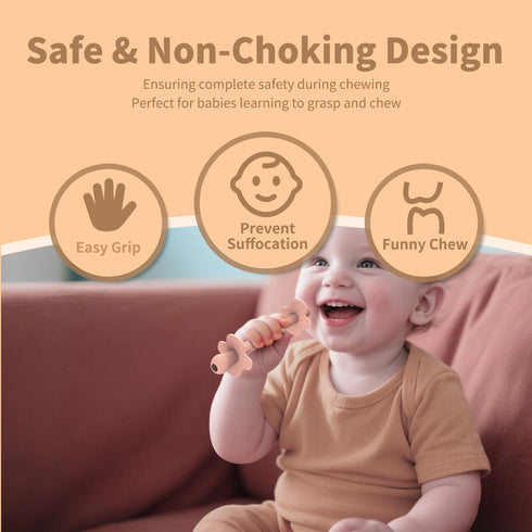 6-Pack 6-12 Silicone Teething Tubes for Babies Months, BPA-Free Non-Choking Teether Sticks Toys, Teething Relief Chew