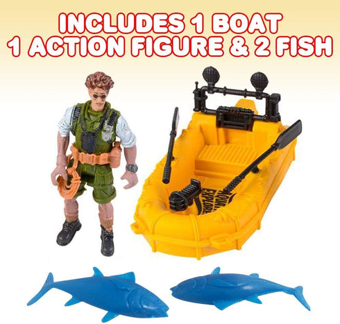ArtCreativity Small Aquatic Play Set for Kids, Cool Playset with Action Figure, Floating Boat, and 2 Fish, Fun Bathtub Toys for Kids, Great Birthday Gift for Children