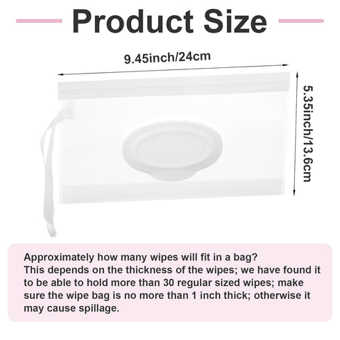 Sorcristy 4PCS White Baby Wet Wipes Pouches, Travel Wet Wipes Bags Cases, Reusable Refillable Portable Travel Wipe