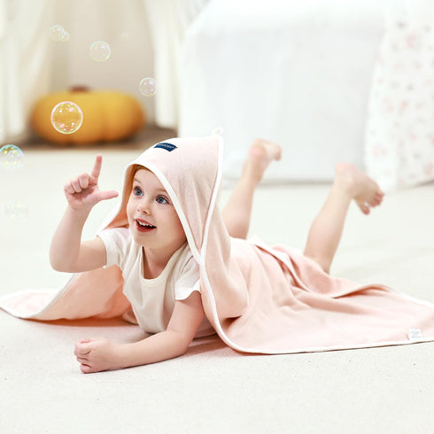 2 Pack 34"x 34" GRSSDER Baby Hooded Towel for Newborn, Super Soft Bath Towels with Original Design, Ultra Absorbent