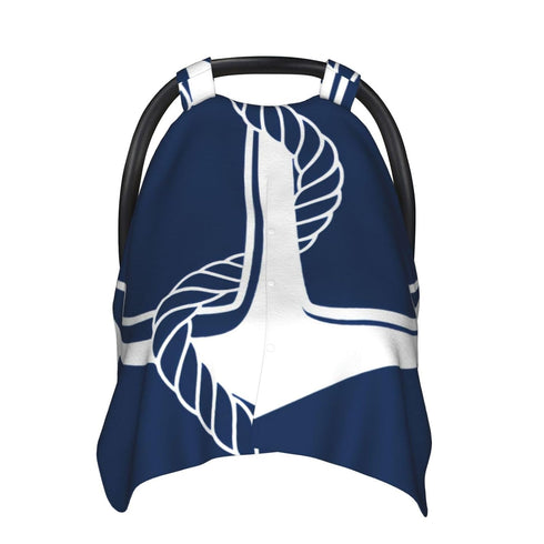 Hcpwzrf Navy Blue Nautical Anchor Baby Car Seat Cover & Nursing Cover - Breathable Stretch Multi-Use Cover
