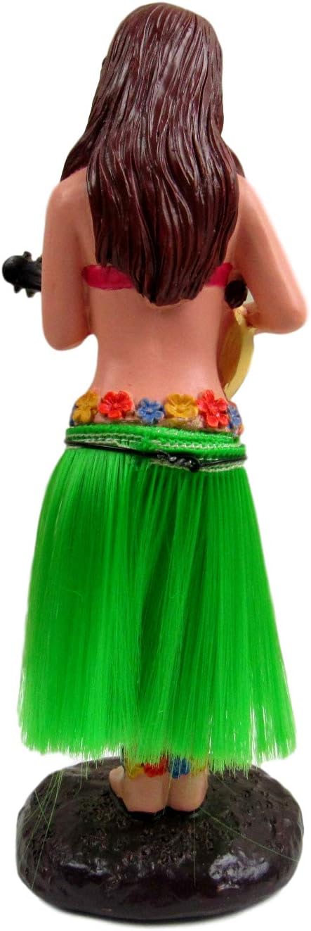 Hawaiian Hula Girl Dashboard Doll with Ukulele, 6" Bobbleheads Car Collection Figurines for Home Decor, Valentines Gift