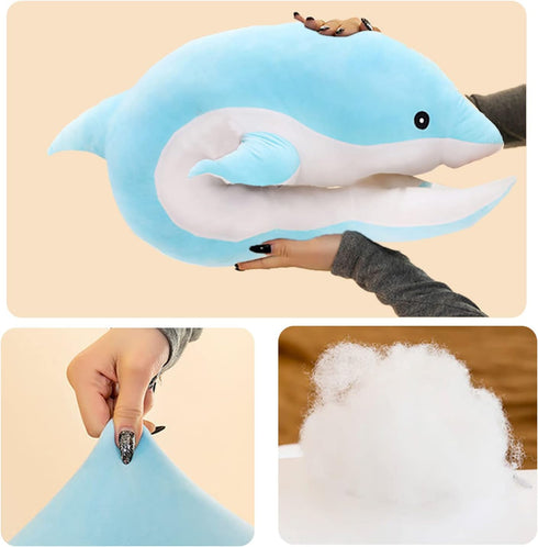 Dolphin Plush Pillow Stuffed Animals, Super Soft Sea Animal Toys, 120cm/47.24in, Grey