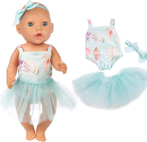 5 Sets 14-18 Inch 43cm 15 Inch Ecore Fun Baby Doll Clothes and Headbands Outfits Pjs Baby Doll Accessories for New Born