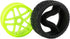 1:8 Off-Road RC Buggy 17mm Hub Wheel Rims and Tires - H Tread Pattern Fluorescent Green, Pack of 4