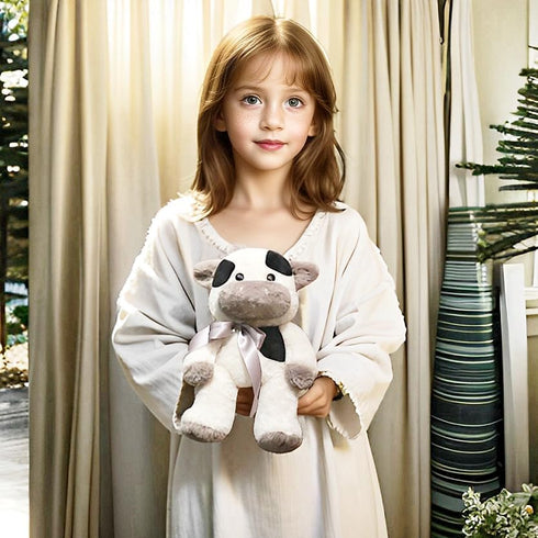 uoozii Warmable Cow Stuffed Animal - 12" Microwavable Unscented Weighted Plush, Coolable & Heatable Gift