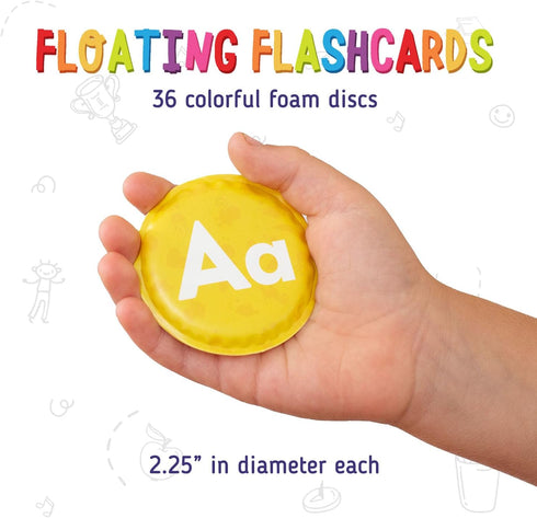 Merka Bath Books for Toddlers - Set of 36 Floating Flashcards with Letters and Numbers for Learning Activities in Bath
