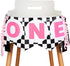 JOYMEMO Fast One Birthday High Chair Banner - Pink Black Race Car