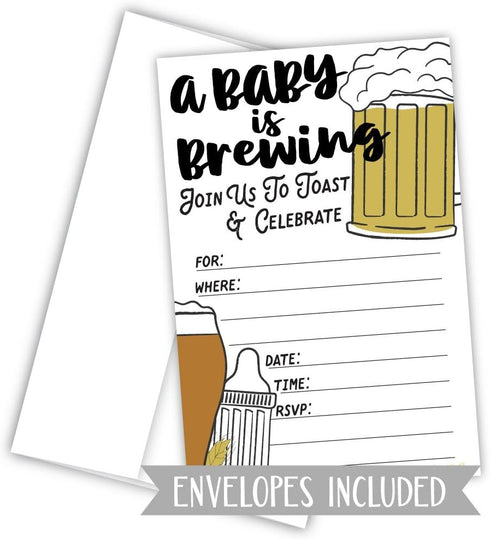 Baby is Brewing Baby Shower Invitations, 20 Count with Envelopes