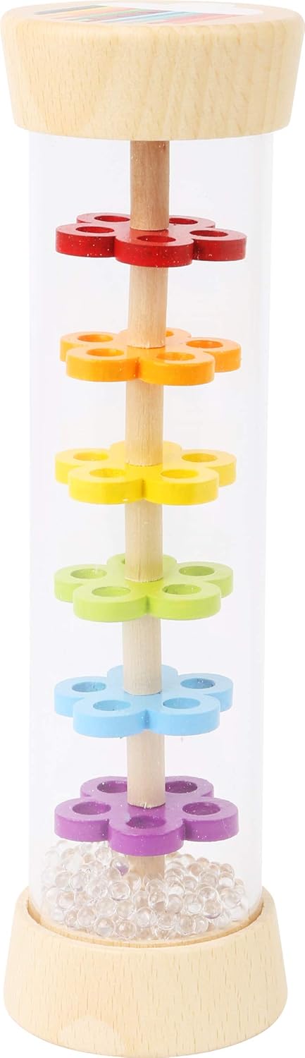 Wooden Rainbow Rainmaker Toy by Small Foot, Rhythm Instrument for Babies, Classic Educational Game