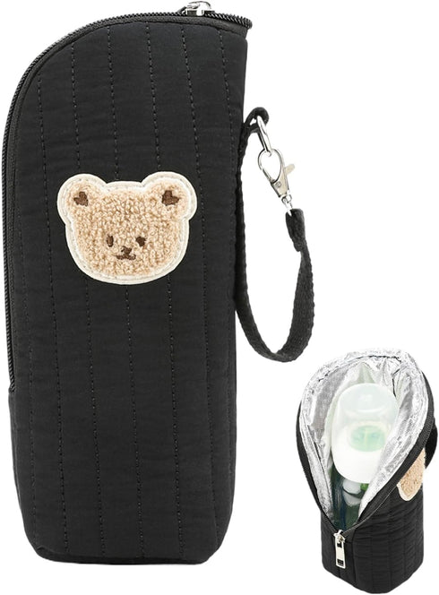 Generic Aluminum Film Insulated Baby Bottle Bag stroller bottle holder, cartoon bear storage pouch | thermal milk