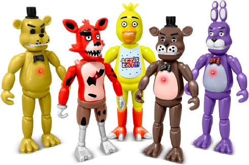 Action Figures Set, 5 Pcs Toys, 5.5 Inches Movable Joints Collectible Set with Light for Cake Toppers and Gifts