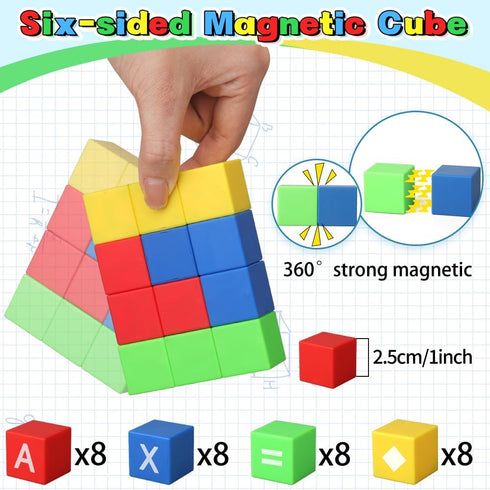 32PCS Magnetic Building Blocks for Kids Ages 3-5 - 1 Inch Magnet Blocks for Toddler, Montessori Toy, Preschool STEM