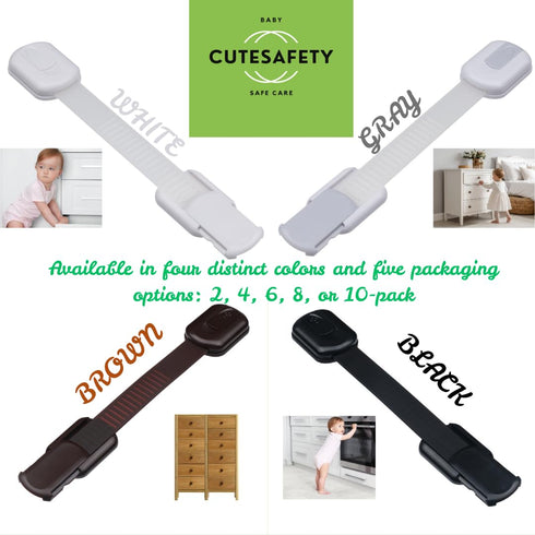 Child Safety Cabinet Locks (6 Pack) – Adjustable Baby Proofing Strap Latches with Strong 3M Adhesive