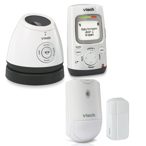 DM271-110 VTech Audio Baby Monitor with Glow-on-Ceiling Night Light, Open Closed Sensor, Motion Sensor, Vibrating