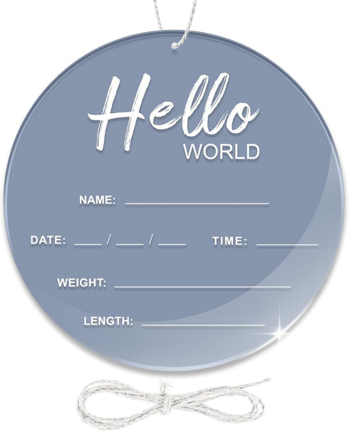 LZC LADYS GIFT Baby Announcement Sign, 6.7 Inch Hello World Newborn Sign, Thickness Upgrade Birth