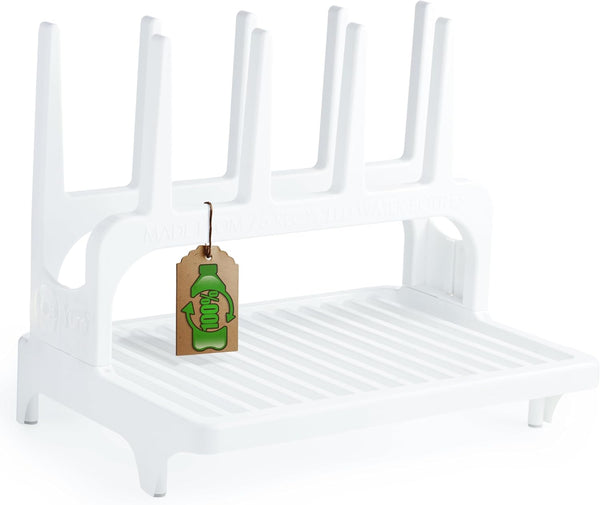 PopYum Glacier White Space Saving Drying Rack from 100% Recycled Bottles, countertop