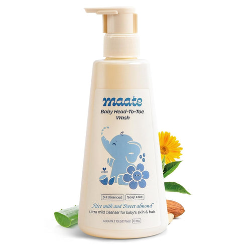 Generic 0m+ 400ml. M.a.a.t.e Baby Head to Toe Wash | Baby Hair & Body Wash for Bath | Aloe Vera, Almond Oil, Rice Milk