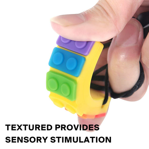 Children,5 Pack Sensory Chew Necklace, SLGOL Rinbow Color Silicone Chew Pendant Training and Development Fidget Toy
