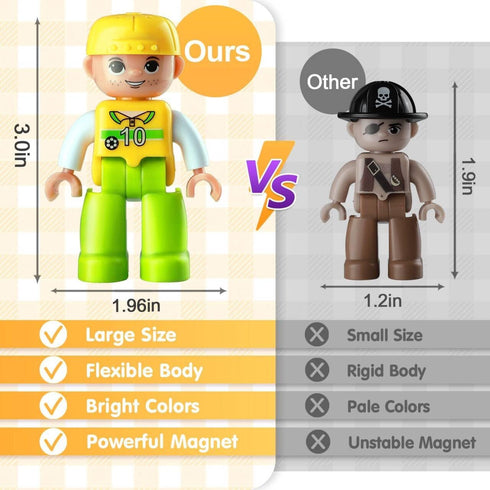 Kids-15pcs,3Community Set 3 4 5 6 7+,Creative Pack Large Magnetic People Figures for Helpers Toys People Perfect
