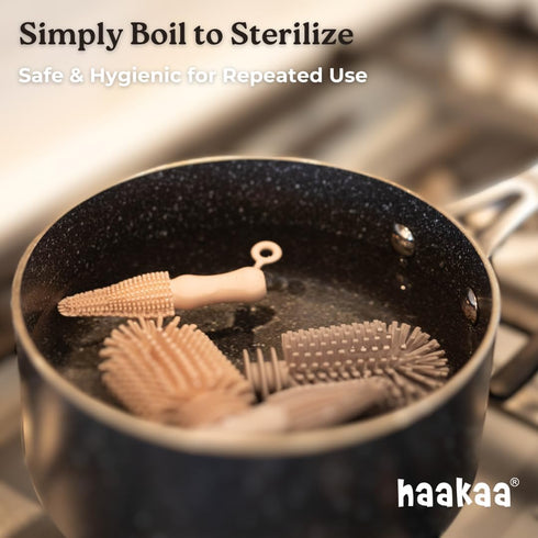 Haakaa Silicone Cleaning Brush Kit Household Cleaning Brushes for Bottles and Crevices Food-Grade Silicone: Dishwasher