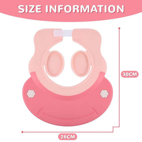 Baby Shower Cap Baby Hair Washing Bath Cap Safe Silicone Protection Bath Cap Soft Adjustable Visor Hat for Protector Head Eye Ear Shampoo Caps for Toddler Baby Kids Children (Pink)