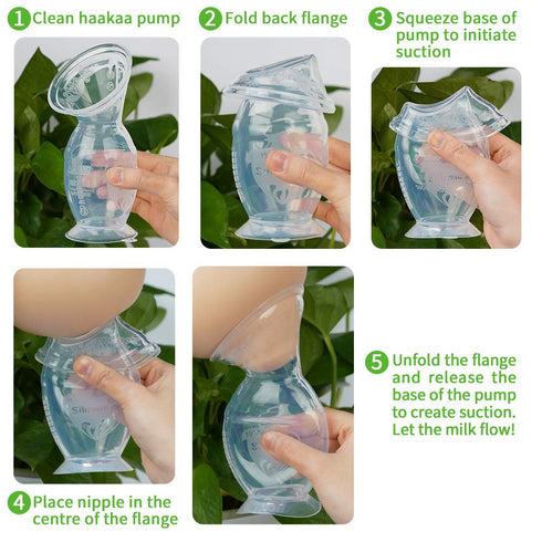 100% (5oz/150ml) haakaa Silicone Manual Breast Pump with Suction Base and Flower Stopper Food Grade Silicone BPA PVC