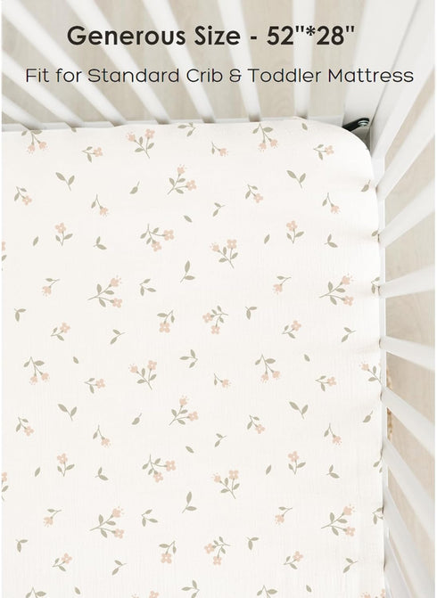 28"x52" MairMore Muslin Cotton Crib Sheets - Neutral Fitted Sheets for Standard Crib& Toddler Mattress Soft