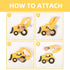 Baby Food Grade Silicone Car Teether Toy with Pacifier Clip Holder, Yellow Bulldozer, BPA Free, 3 Months+