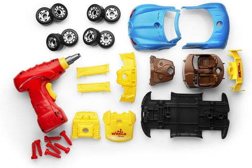 Play22 30 Pcs Take Apart Racing Car Set, Build Your Own Car with Drill, Engine Sounds & Lights, Ages 3+