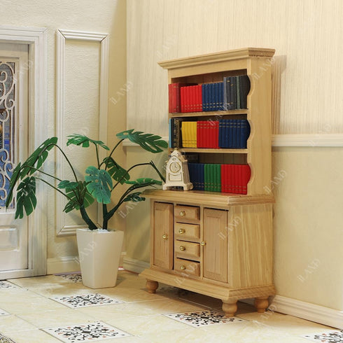 iLAND Miniature Wooden Dollhouse Furniture Set: Sofa, Cabinets, Coffee Table for Living Room (7pcs)