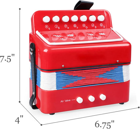 Tosnail Kids Accordion Toy - 10 Keys Buttons Control Mini Musical Instruments for Children - Red