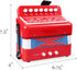 Tosnail Kids Accordion Toy - 10 Keys Buttons Control Mini Musical Instruments for Children - Red