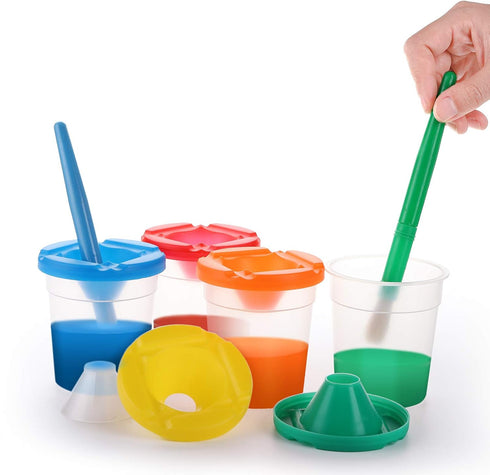 Yarlung Set of 20 Spill-Proof Paint Cups, Kids Painting Tools with Brushes and Lids for Watercolor, Acrylic Crafts