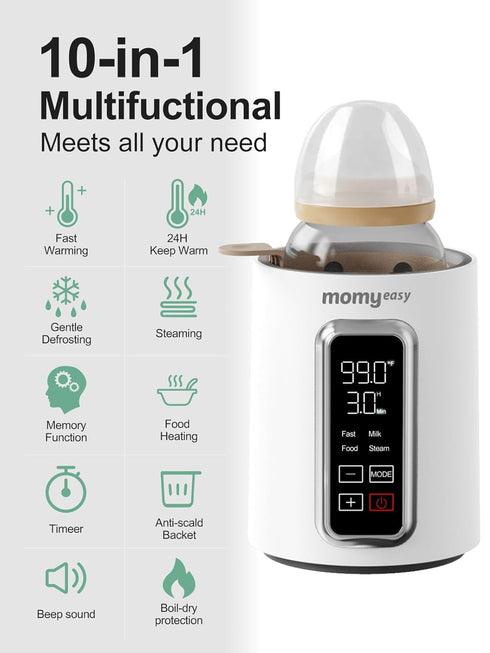 2-Minute MOMYEASY Fast Baby Bottle Warmer - Steam Heating for Breastmilk & Formula, Fits All Bottles, Precise Temp