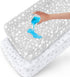 Waterproof Changing Pad Cover 2 Pack, 100% Cotton Change Table Sheets, Ultra Soft, Unisex White Grey Star Print