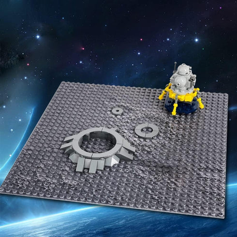 Feleph Space Moon Baseplate, 10x10 inches Classic Building Blocks Base Plate Gray, Compatible with Major Brands