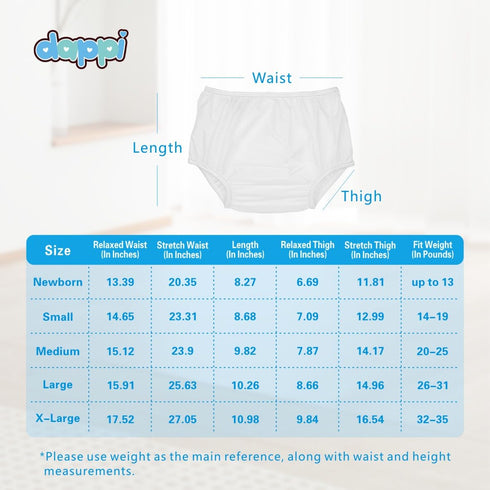 dappi Swimming 100% 20-25 lbs), 4 Counts Reusable Waterproof for Potty Training & Nylon Taffeta Diaper Pants