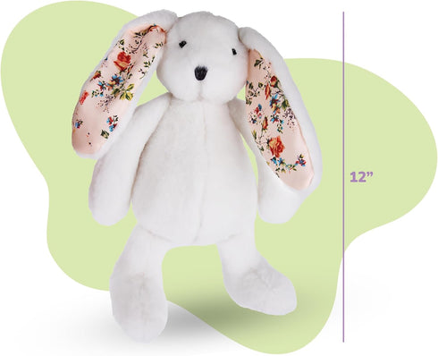 12 inches ArtCreativity Blossom Bunny Plush for Kids - - White Plush Stuffed Bunny Rabbit with Floral Blossom Print